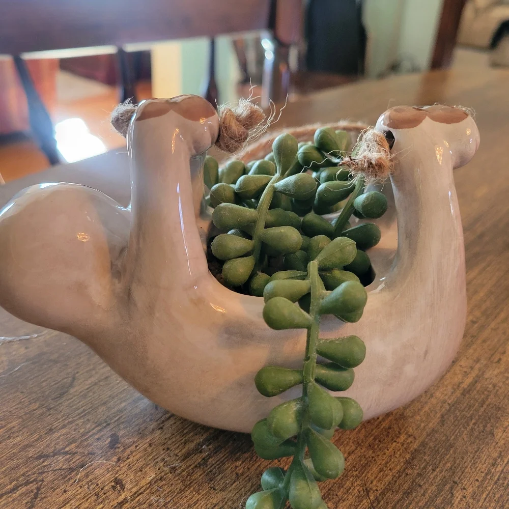 Sloth Planter with Faux Greenery